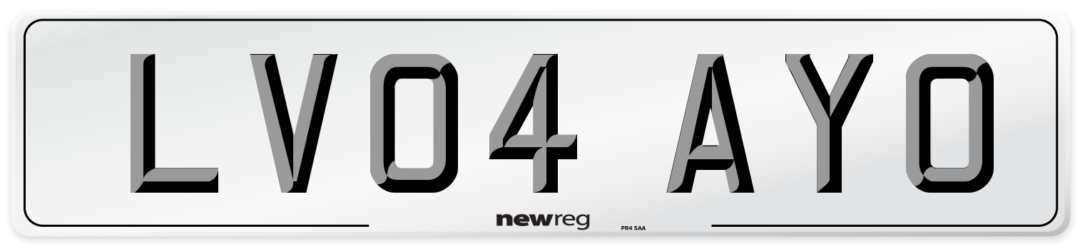 LV04 AYO Number Plate from New Reg